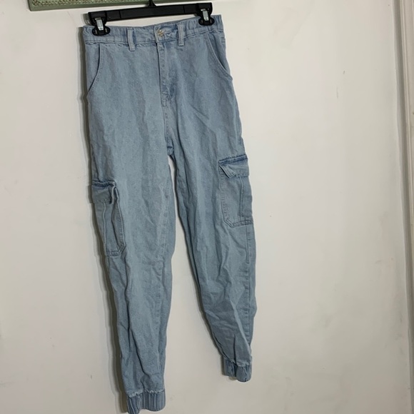 Adika Pants - Adika light blue wash taped leg jogger cargo jeans medium Streetwear medium